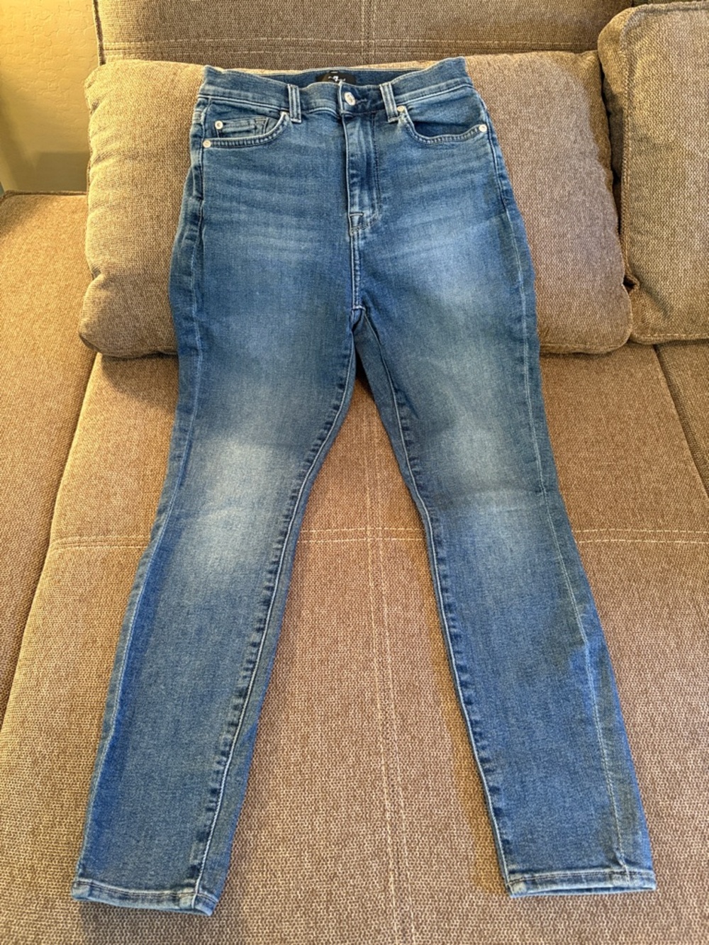 7 For All Mankind Women's Medium Wash High-Rise Skinny Jeans